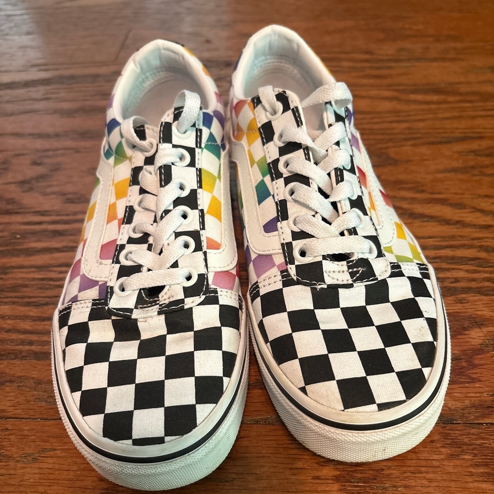 Vans rainbow check shoes
